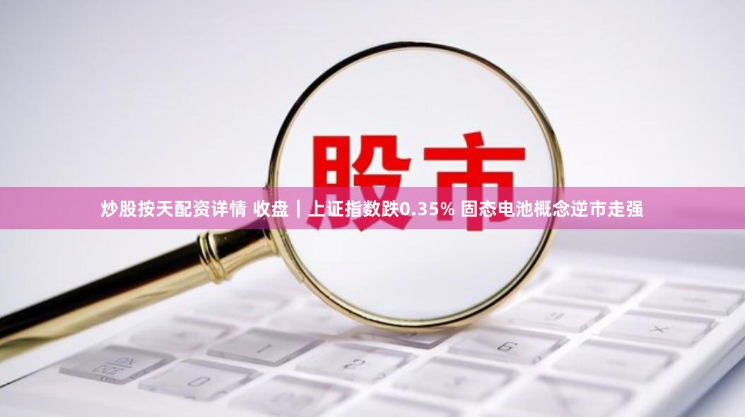 炒股按天配资详情 收盘｜上证指数跌0.35% 固态电池概念逆市走强